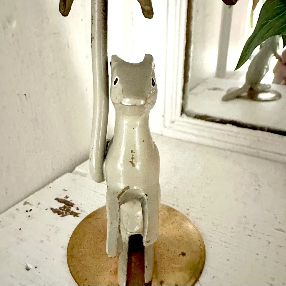 Vintage Brass Kangaroo with an Umbrella Figurine Statue Painted 5x4” Animal